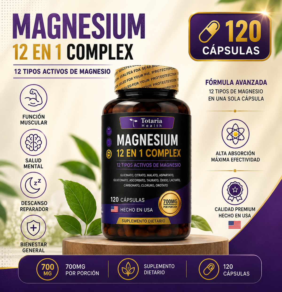 Magnesium 12 en 1 Complex - Mejora el sueño y reduce el estrés